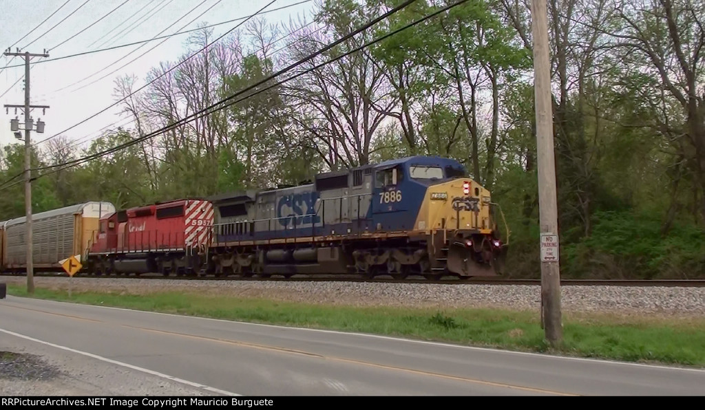 CSX C40-8W Locomotive with a CP SD40-2